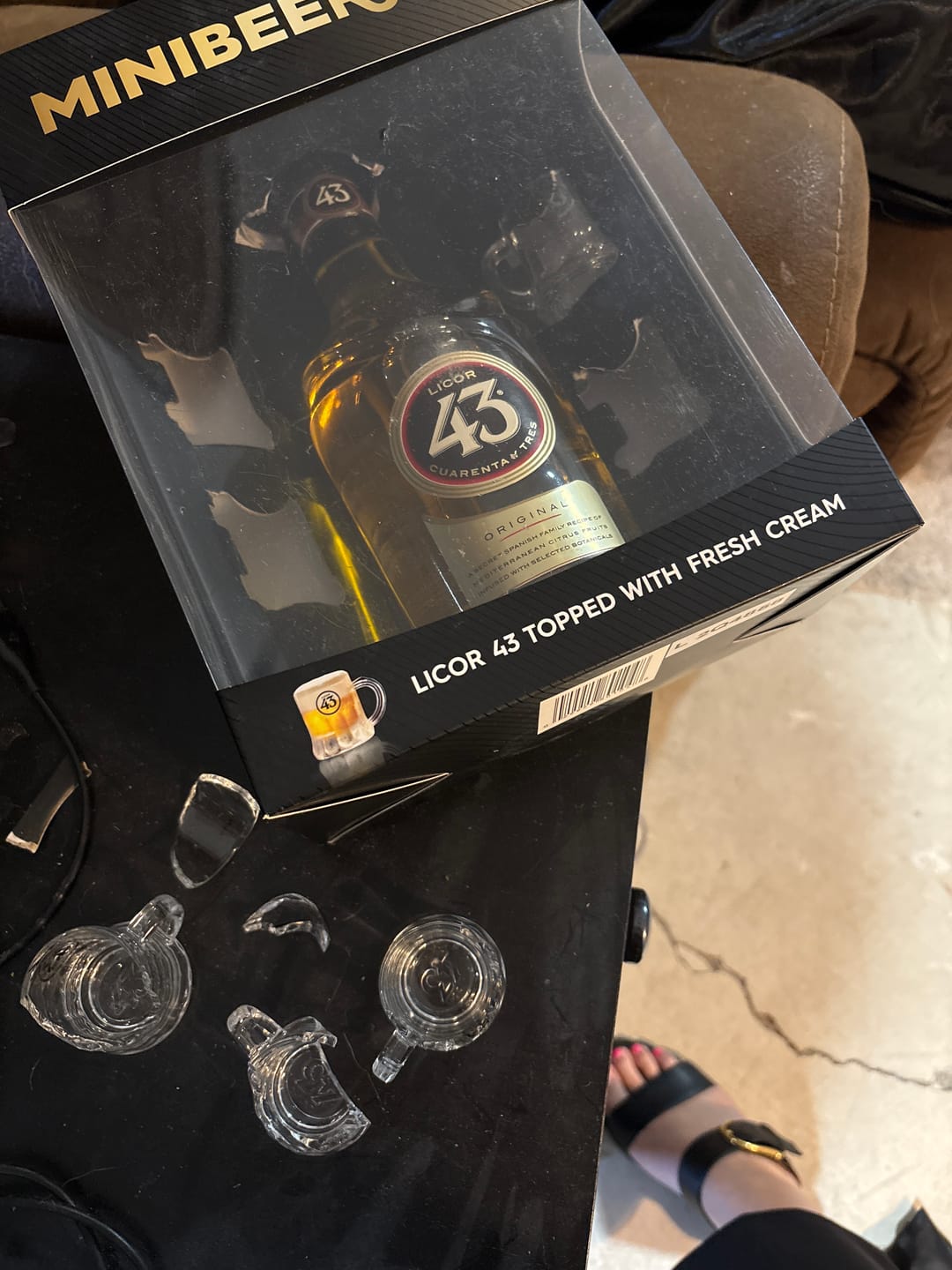 Customer photo review of Licor 43 Liqueur Gift Set W/ 4 Minibeer Shot Glasses