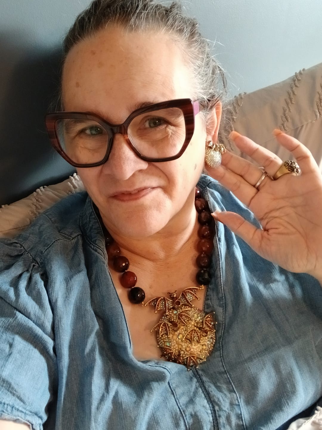 Customer photo review of HEIDI DAUS® “Moonlit Menagerie” Crystal Bat & Full Moon Necklace