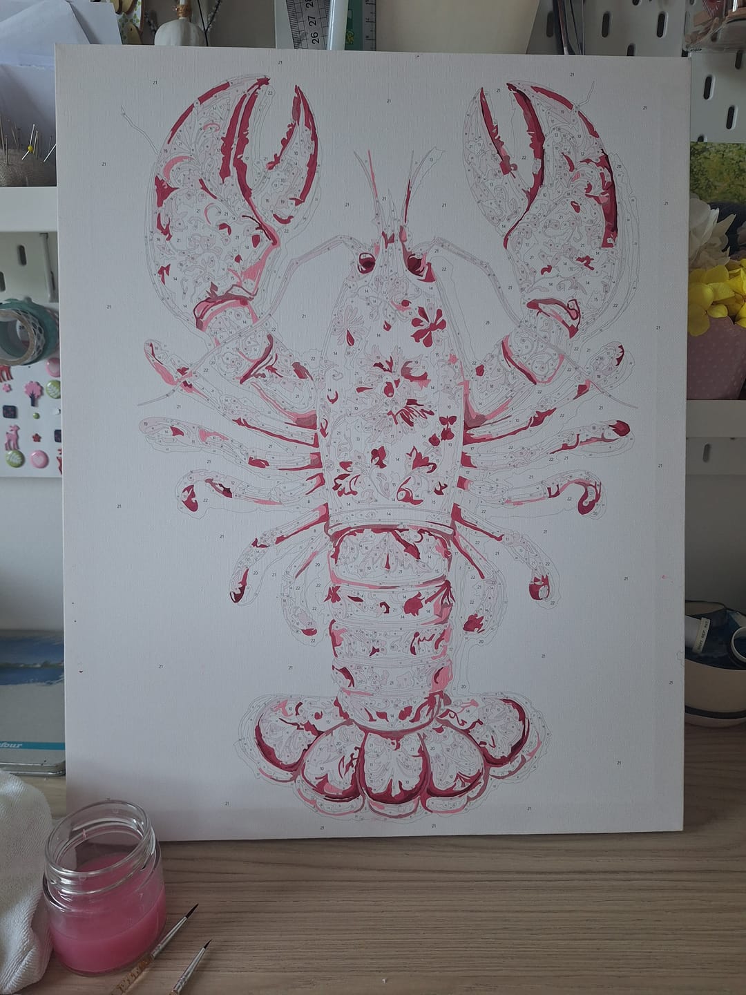 Customer photo review of Delft Pink Lobster | Paint by Number