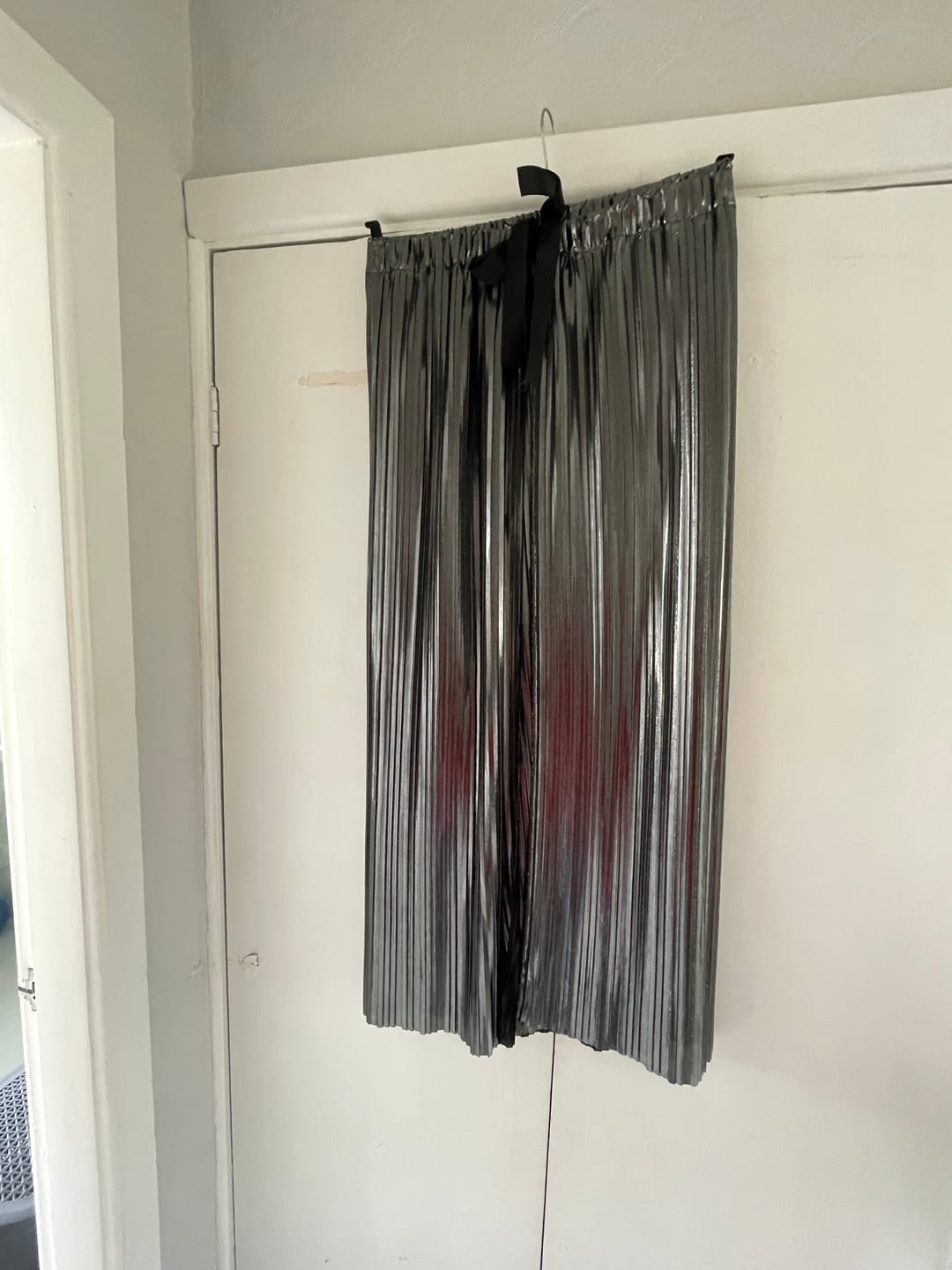 Customer photo review of Silver Metallic Plisse Pleated Stretch Fabric