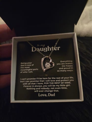 Customer's To My Daughter gift set featuring a silver-tone heart necklace inside an open display box with a message card.