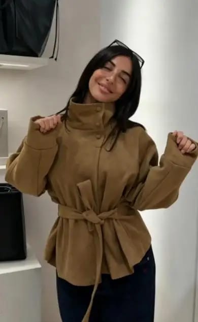 Customer photo review of Rebecca Lace-Up Suede Jacket