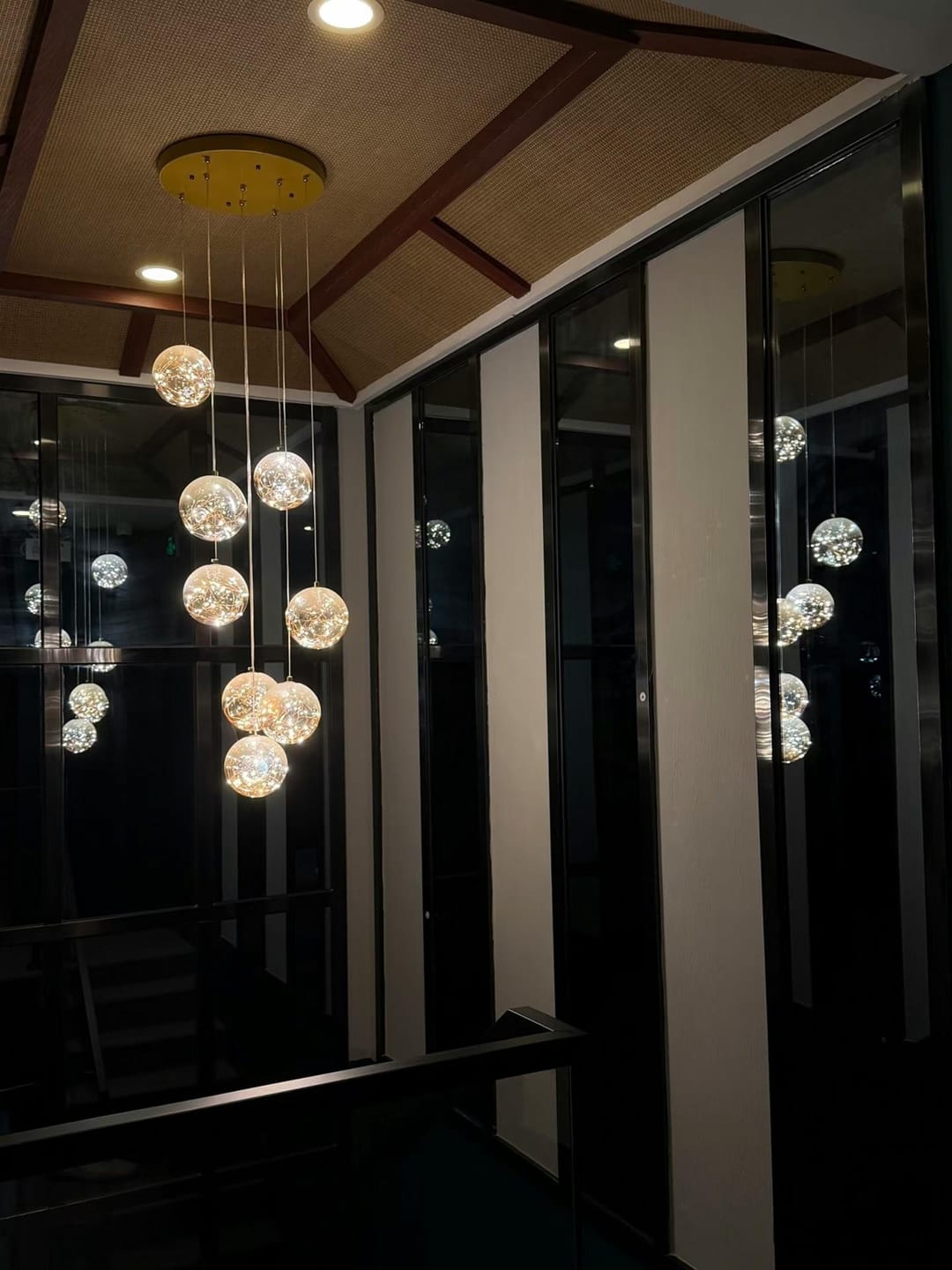Customer photo review of Modern Spiral Glass Chandelier for Staircase