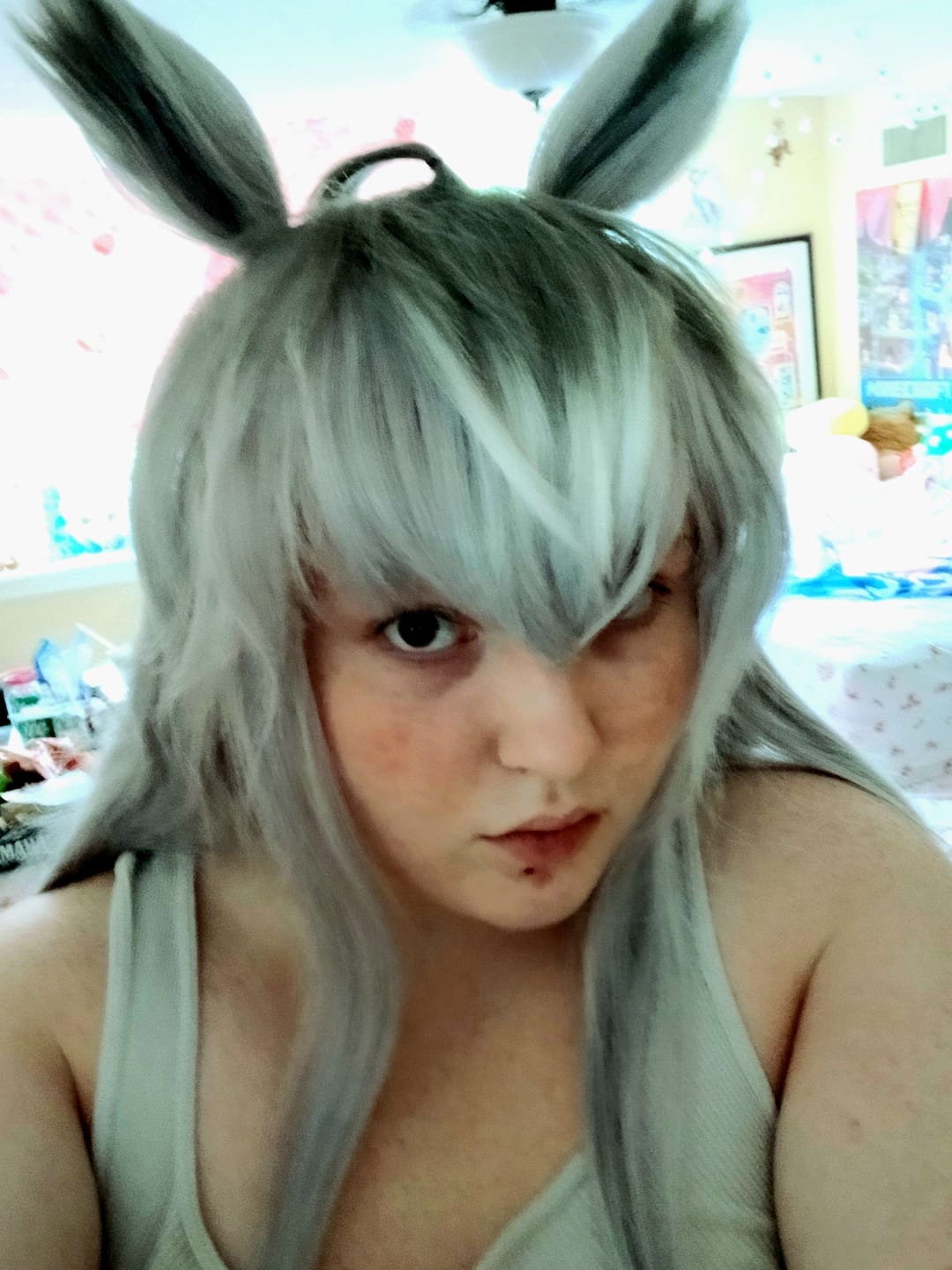 Customer photo review of Umamusume: Pretty Derby Oguri Cap Long Grey Hair Basic Wig
