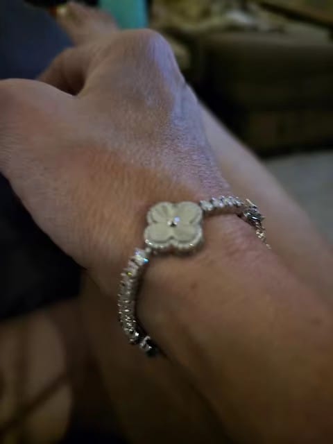 Customer photo review of Sterling Silver Iced Out Men Jewelry 3MM Moissanite Tennis Clover Bracelet Pass Diamond Tester