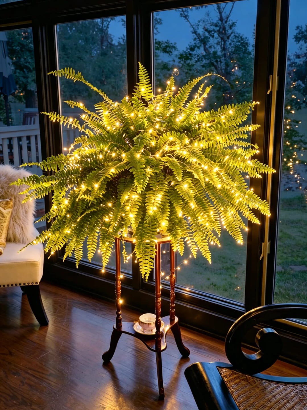 Customer photo review of 💛Glowing Boston Ferns with Lights – 🌿 Zero Watering, Zero Maintenance