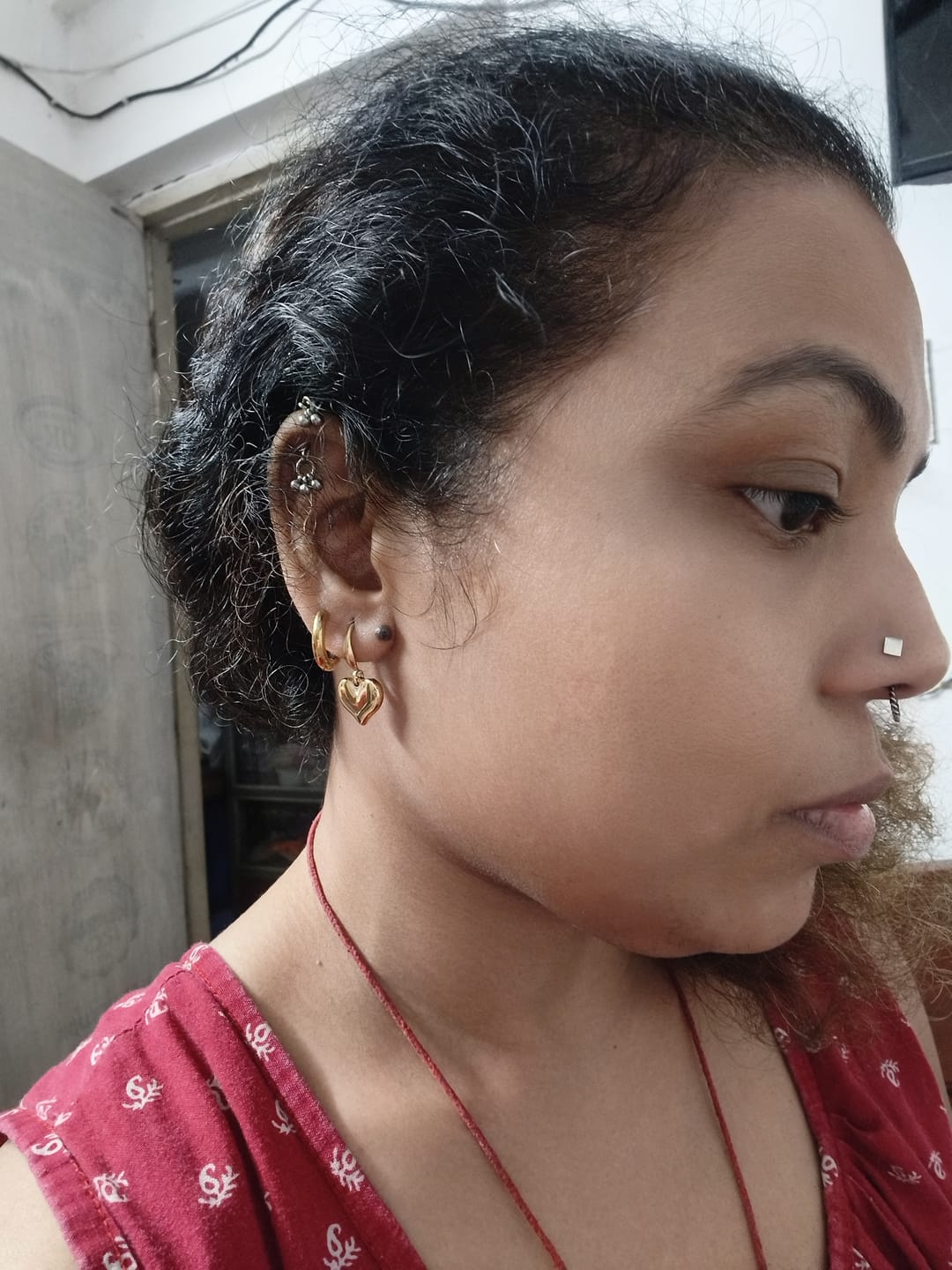 Customer photo review of Dangling Heart Earrings