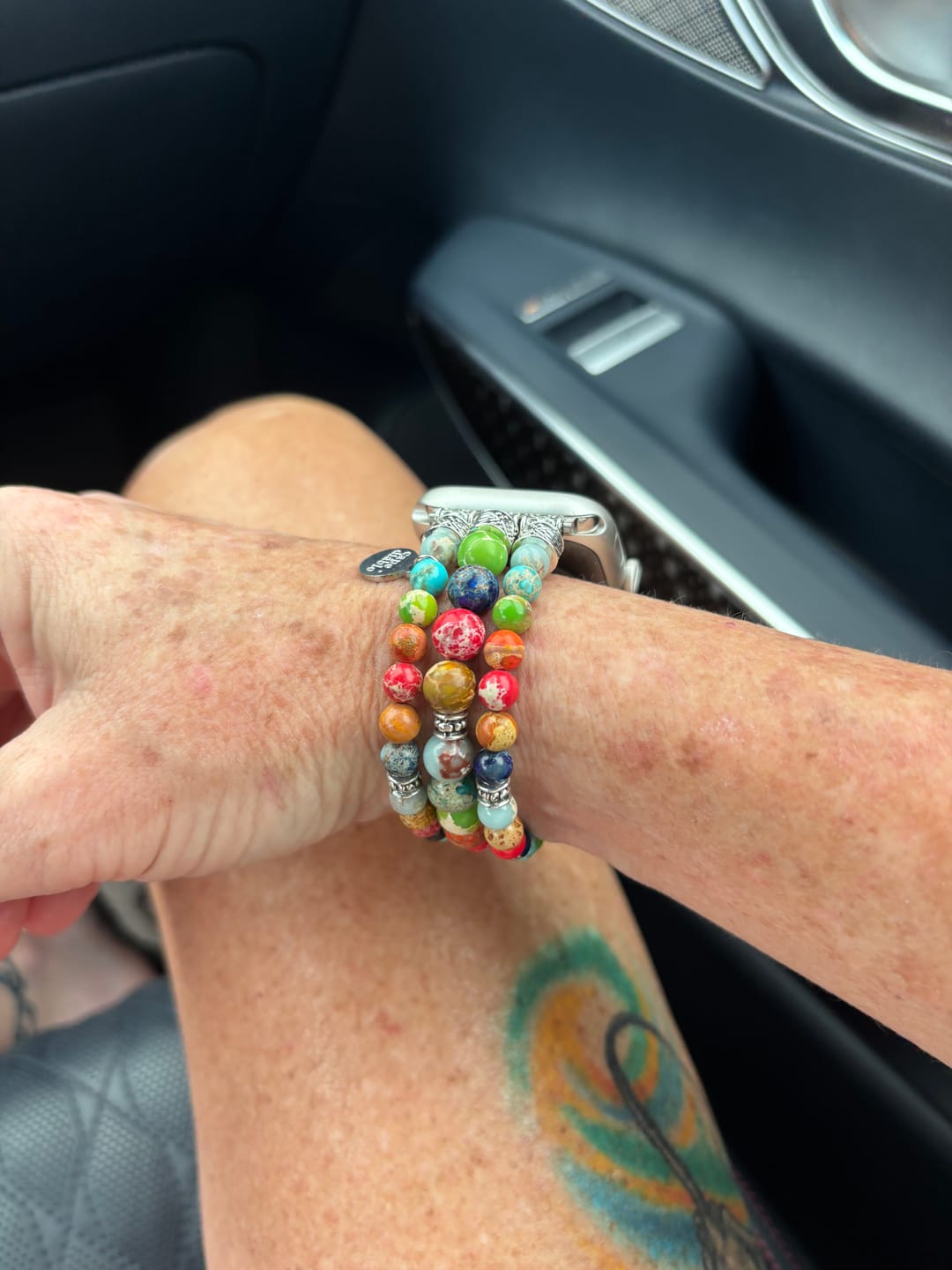 Customer photo review of Vibrant Chakra Stretch Apple Watch Strap