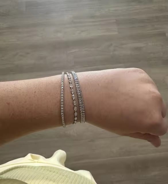 Customer photo review of Sterling Silver 925 2MM 3MM 4MM 5MM 6.5MM Moissanite Tennis Bracelet with GRA Certificate