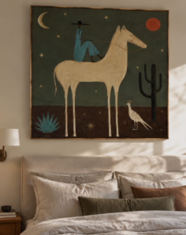 Customer photo review of Desert Moon Rider-White Horse Painting