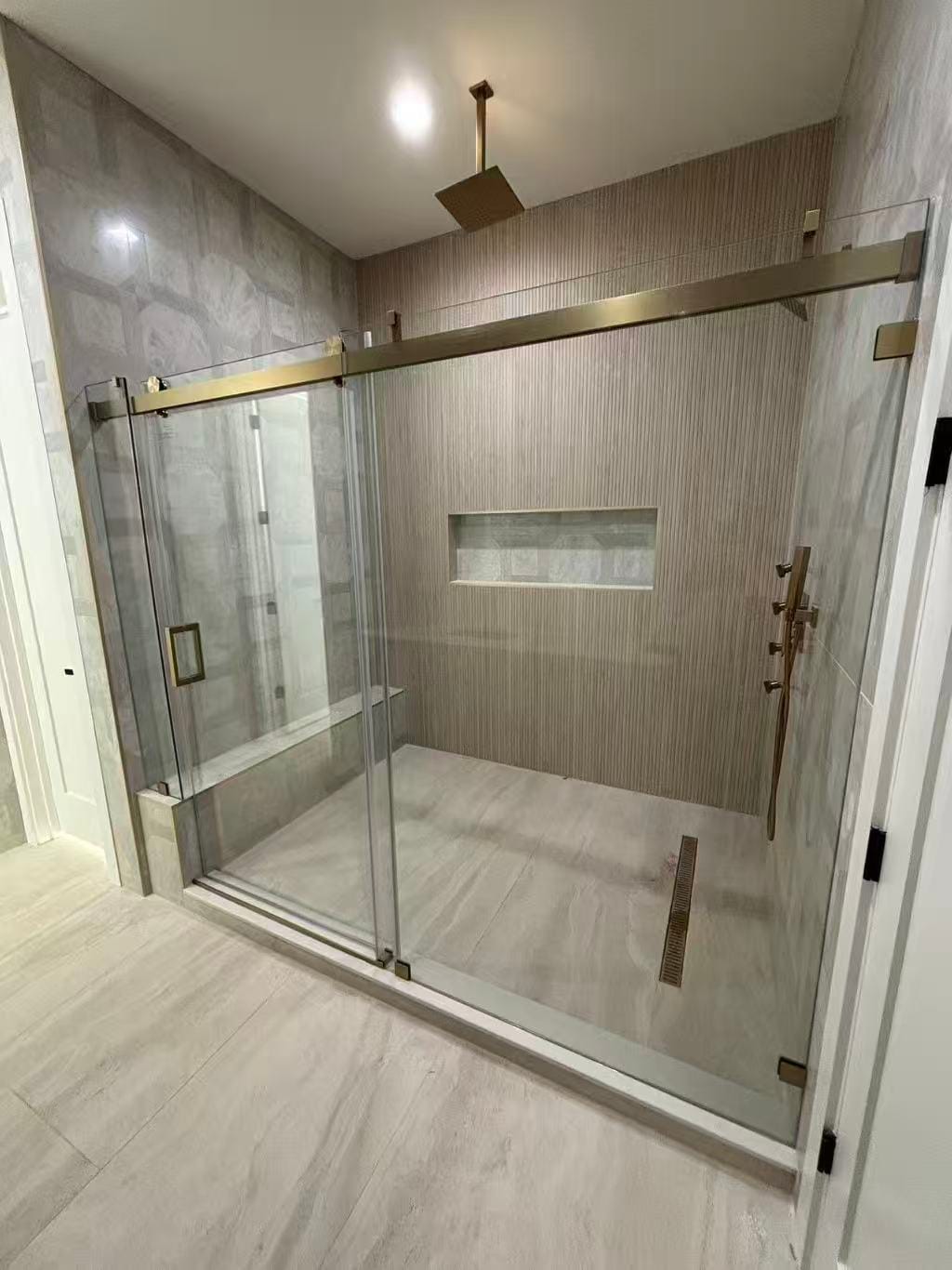 Customer photo review of MCOCOD® Customize for Large Openings Spaces Soft-Closing Single Sliding Frameless Shower Door - SS08-3A
