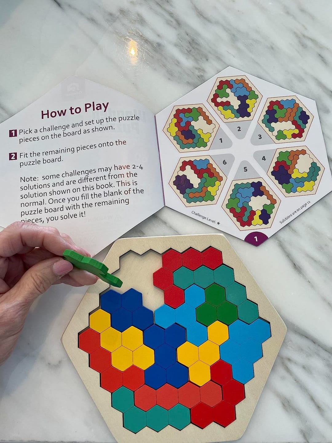 Customer photo review of Holz Hexagon Puzzle Lernspielzeug | Kognitives Motorikspiel Geometrie Kleinkind