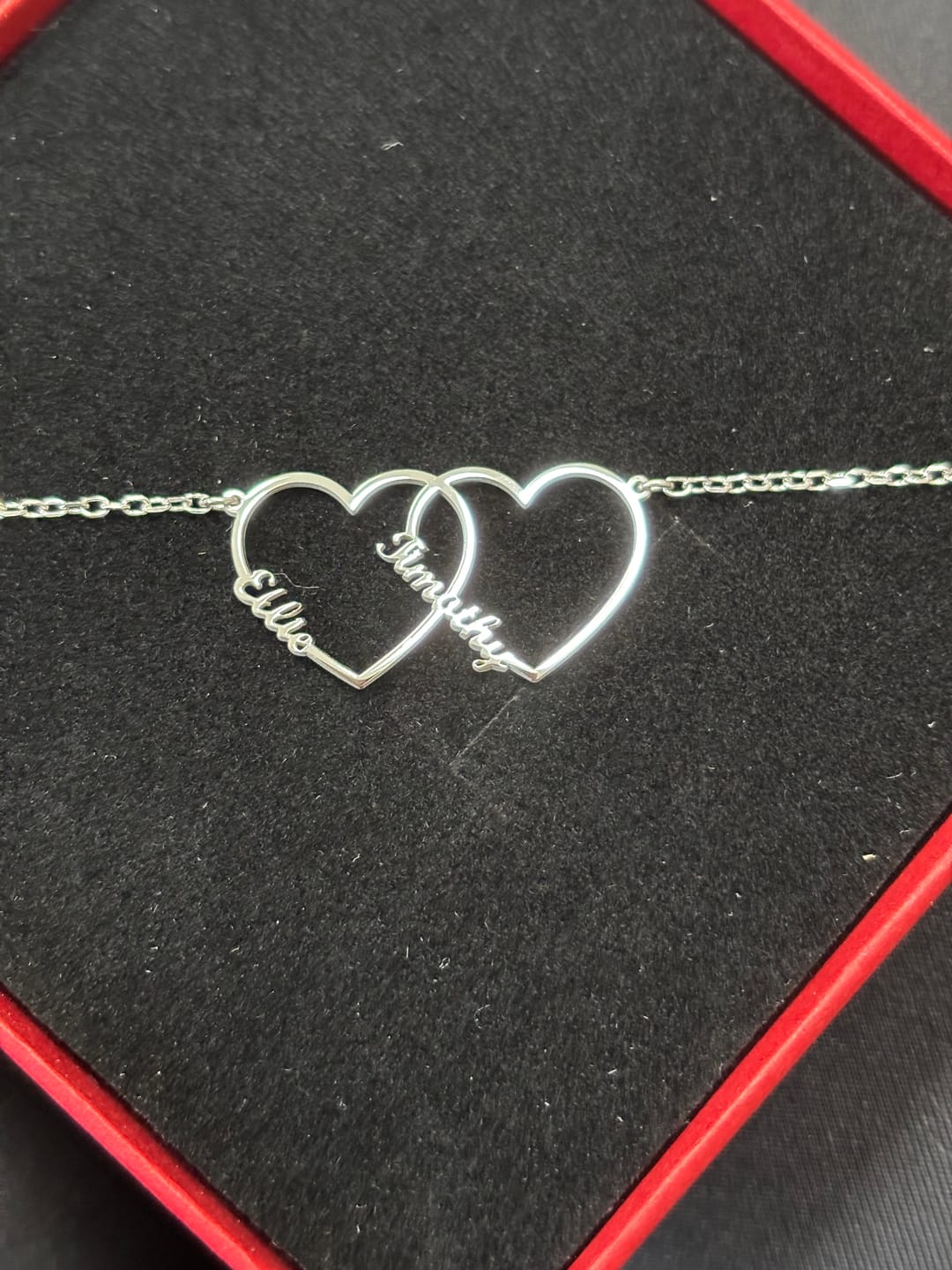 Customer photo review of Custom Family Hearts Name Necklace