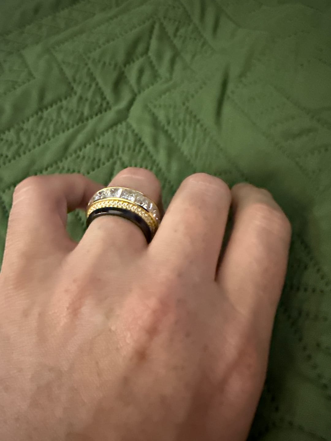 Customer photo review of Bold Multi-Row Princess Cut Anniversary Band