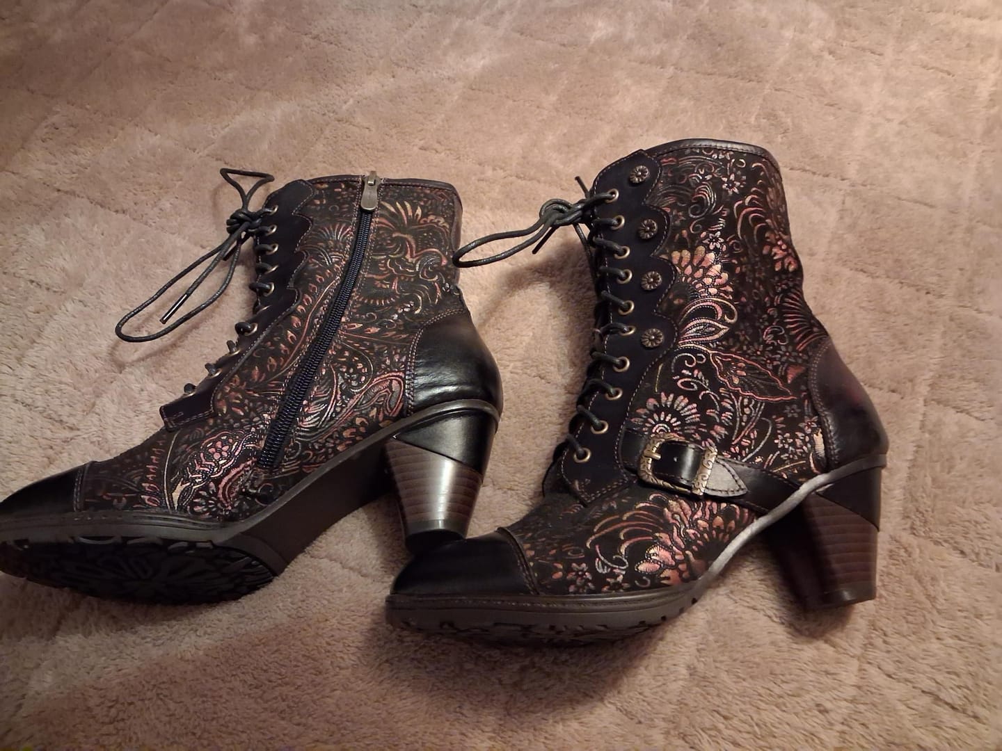 Customer photo review of Vintage Floral Victorian Lace-Up Mid-Calf Boots