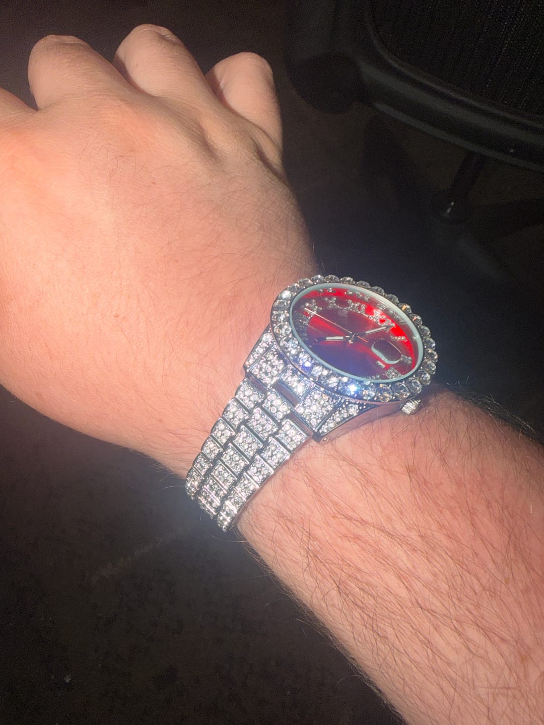 Customer photo review of Ruby Numeral Dial Diamond Simulant Watch - Silver