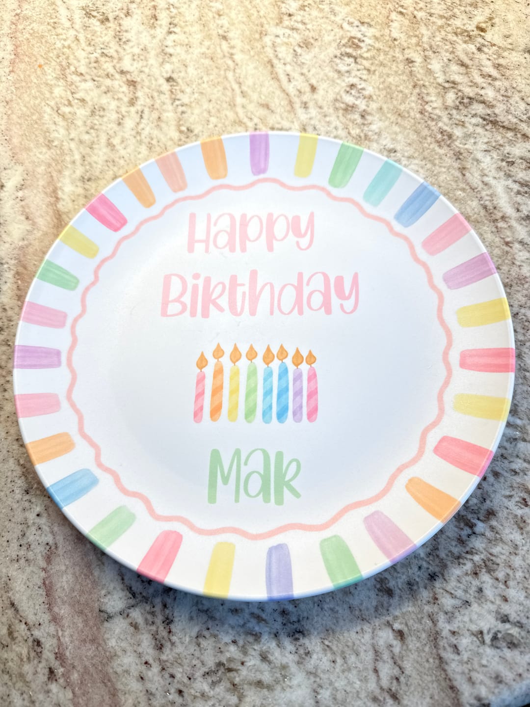 Customer photo review of Rainbow Candle Birthday Plate