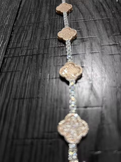 Customer photo review of Iced Out Moissanite Tennis Bracelet, 925 Silver Hip Hop Jewelry, Clover Design