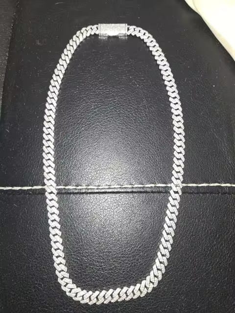 Customer photo review of 10mm Iced Out Moissanite Miami Cuban Link Chain 14K Gold