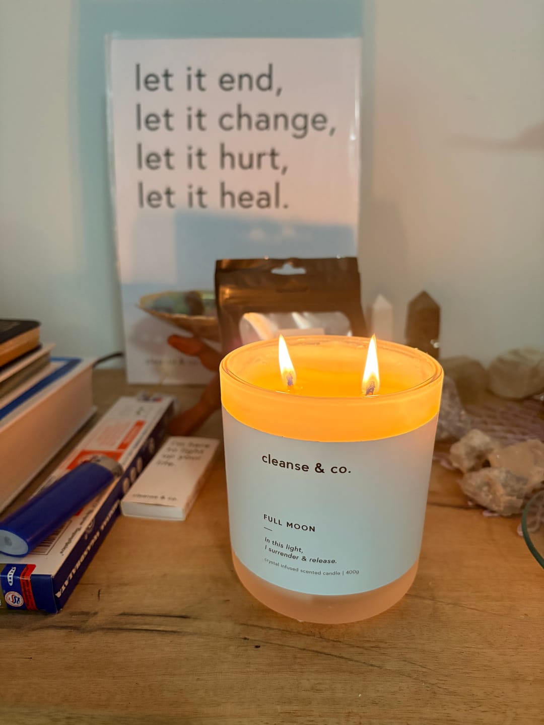 Customer photo review of Full Moon Intention Crystal Candle
