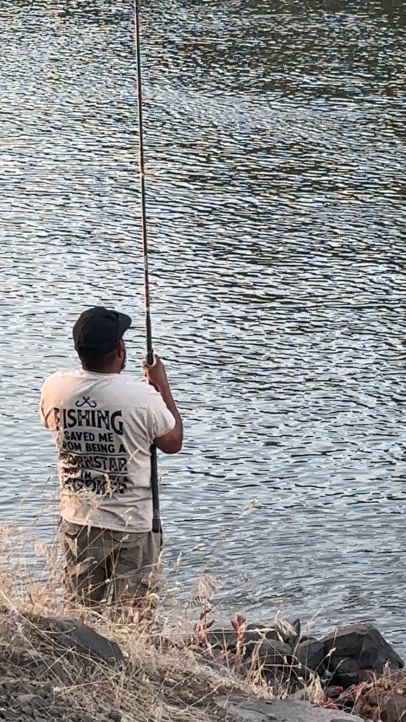 Customer photo review of Fishing Saved Me From Being a Pornstar Hooker T-Shirt