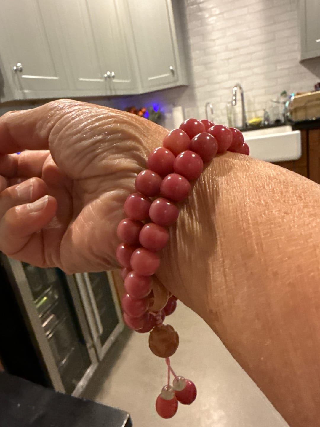 Customer photo review of Purple Bodhi Root Wrap Bracelet