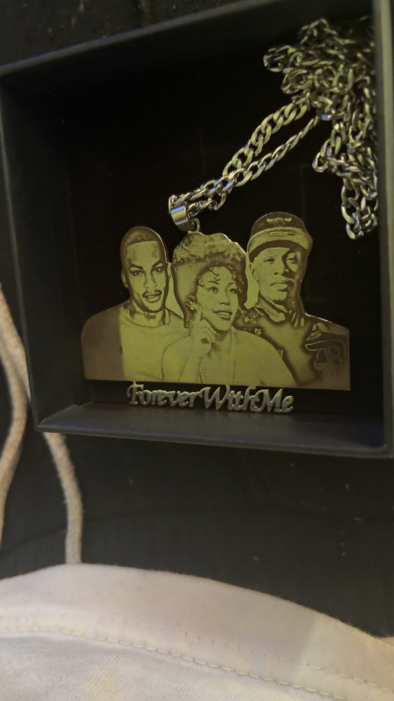 Customer photo review of Custom Photo Engraved Pendant Necklace