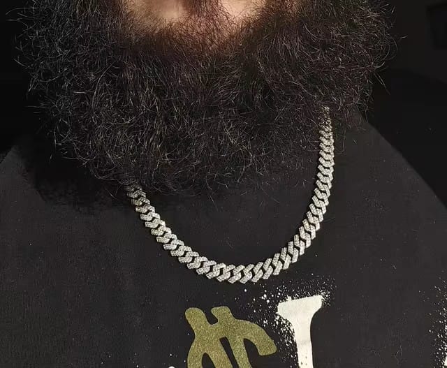 Customer photo review of 10mm Iced Out Moissanite Miami Cuban Link Chain 14K Gold