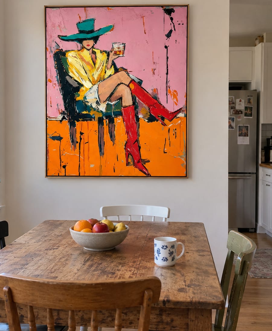 Customer photo review of Teal Lounge-Cowgirl Portrait Painting