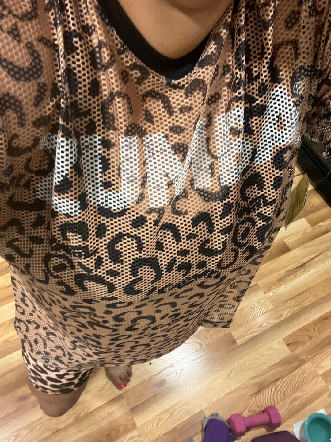 Customer photo review of Zumba Wildbeat Oversized Mesh Top