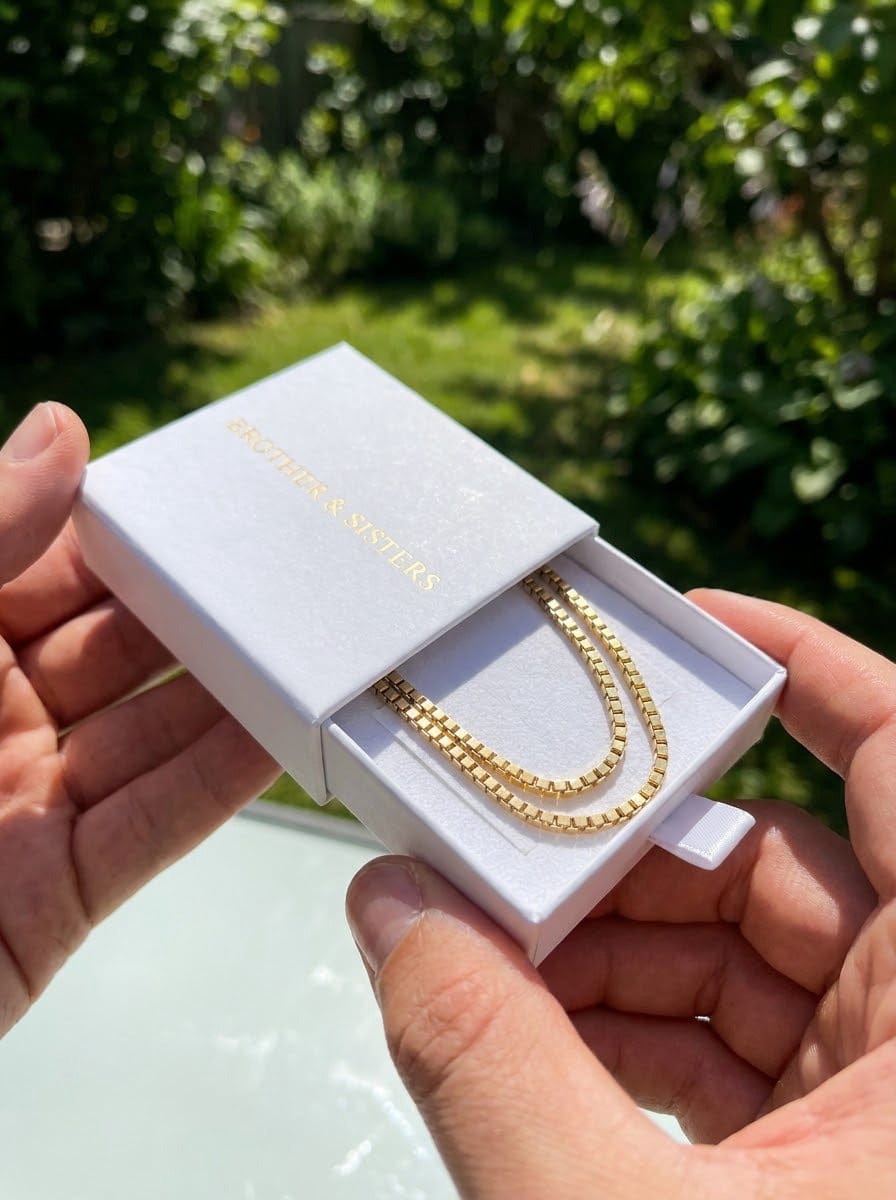 Customer photo review of Box Chain Anklet