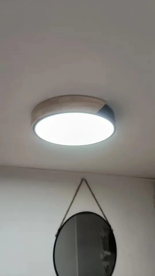 Customer photo review of Square Wood Ceiling Light for Bedroom, Frosted Shade, 30 cm