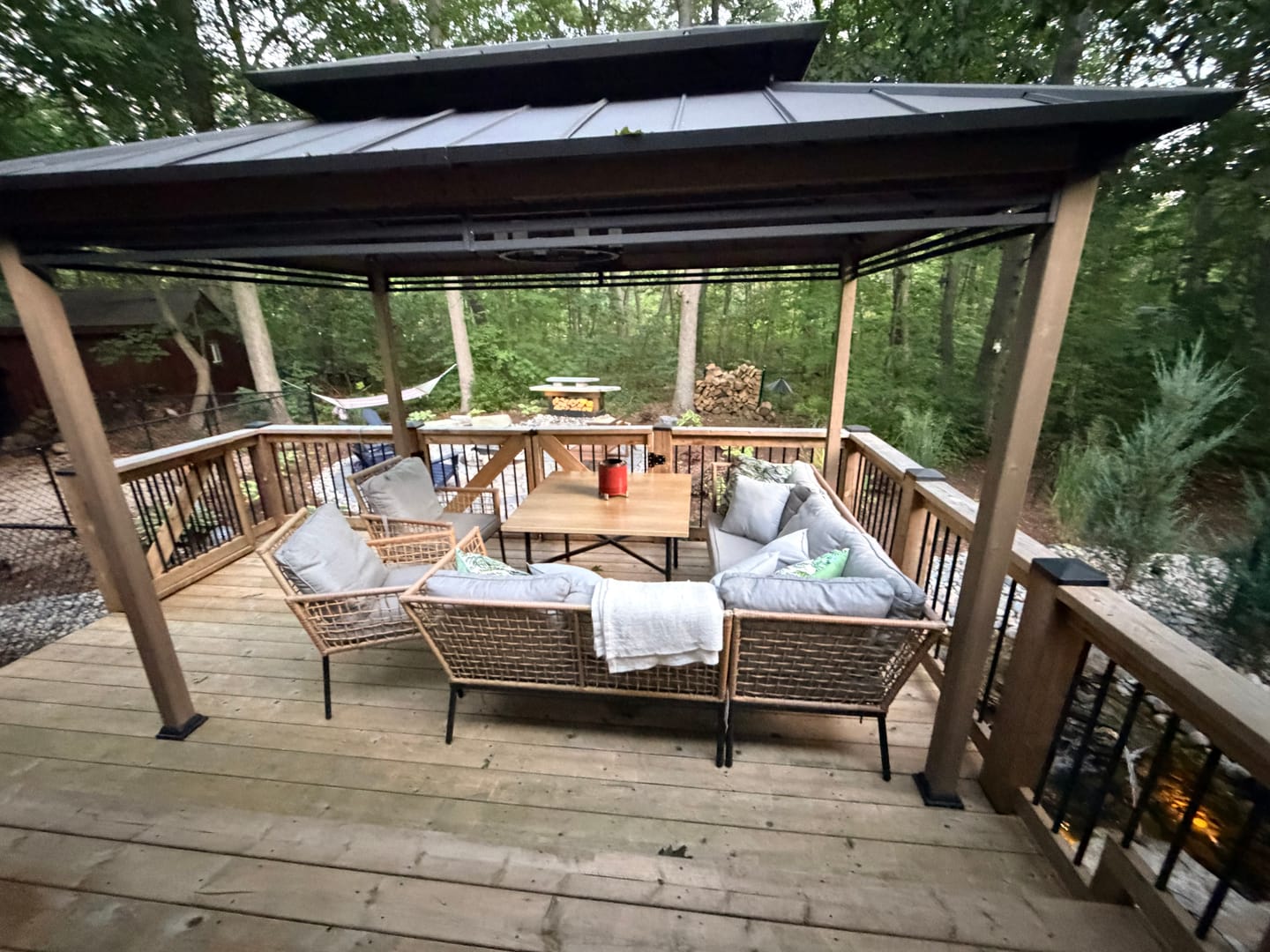 Customer photo review of Smart Wooden Grill Gazebo with Outlets 8' x 12' - Warm Cedar
