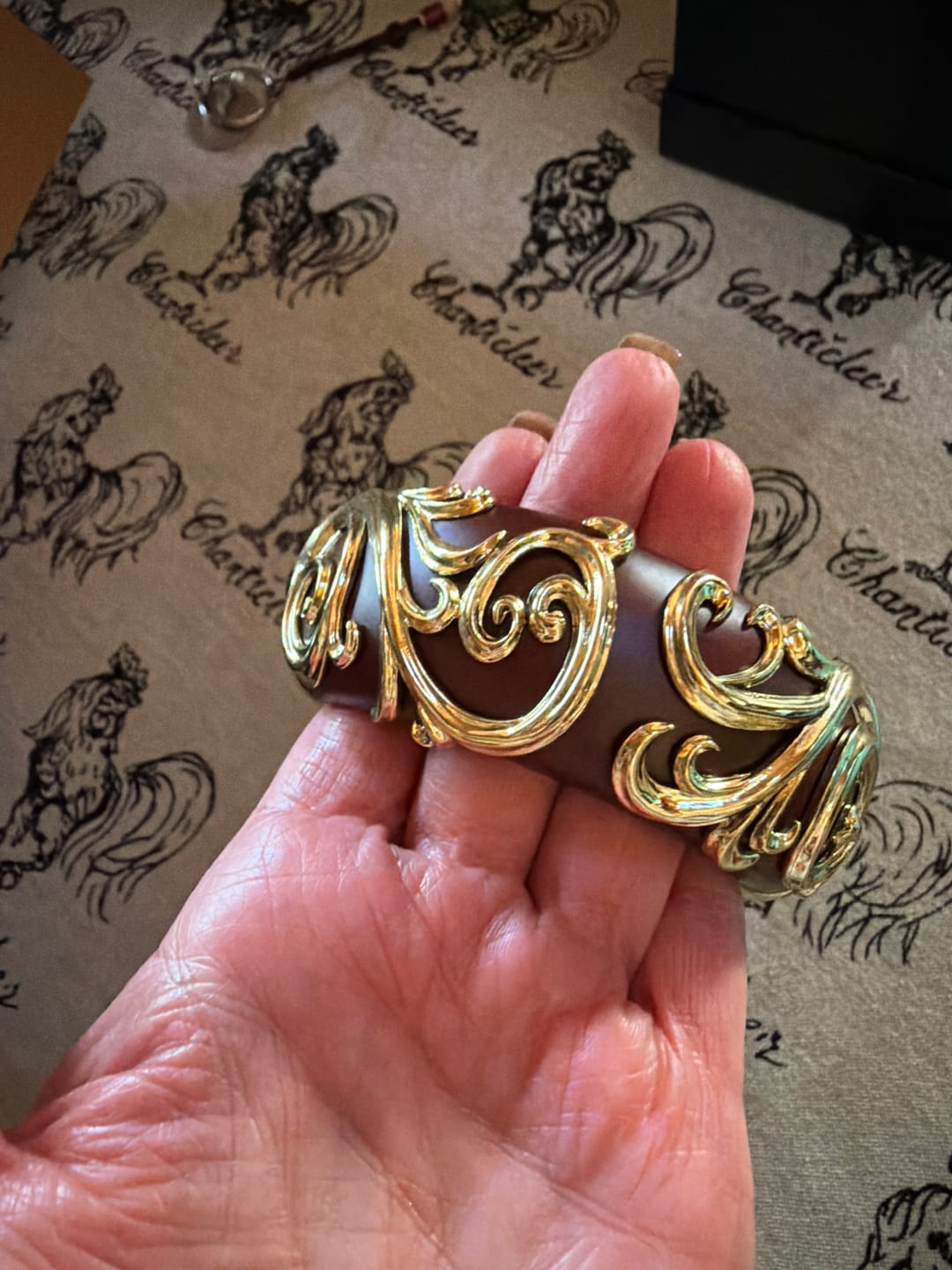 Customer photo review of HEIDI DAUS® “Rooted Elegance” Heritage Scrollwork Wide Wood Bangle