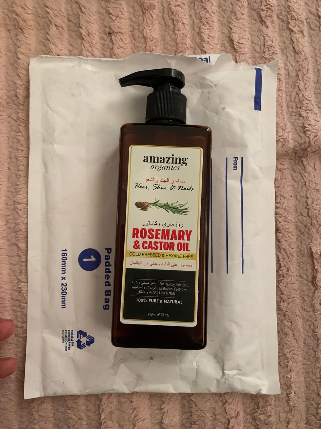 Customer photo review of Rosemary & Castor Hair Oil