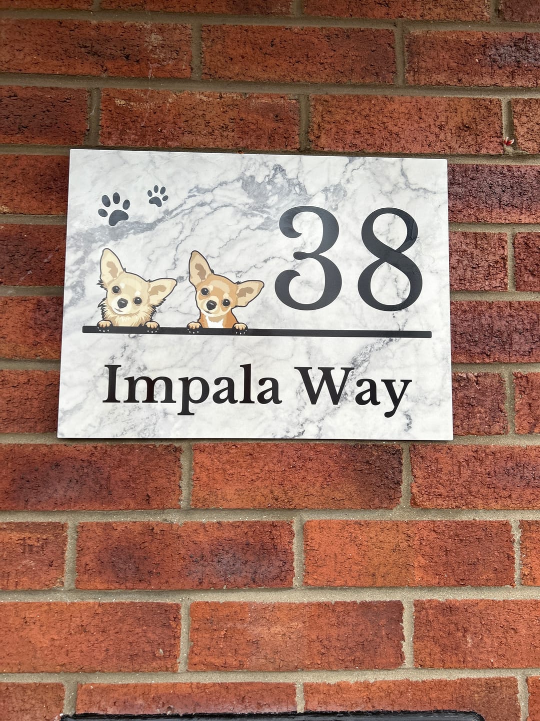 Customer photo review of House number marble look - Personalised Door Sign