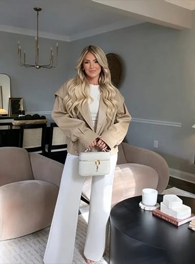 Customer photo review of Audrey Double Breasted Faux Leather Coat