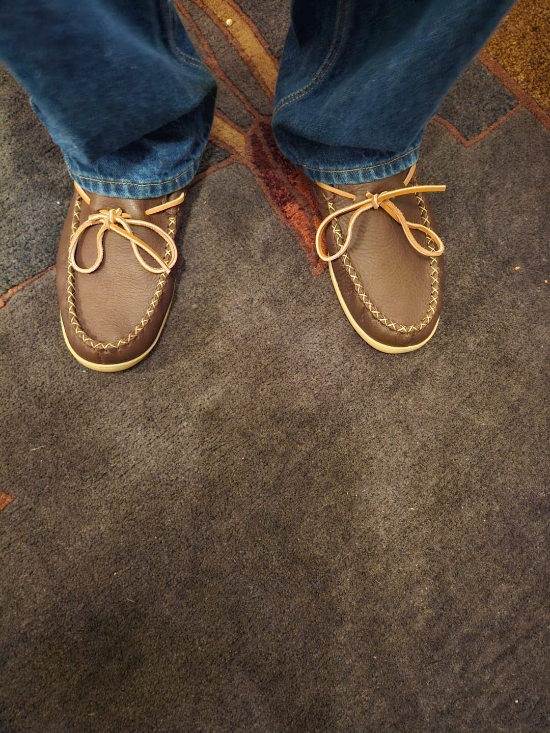 Customer photo review of Men's Memory Foam Moosehide Leather Moccasins
