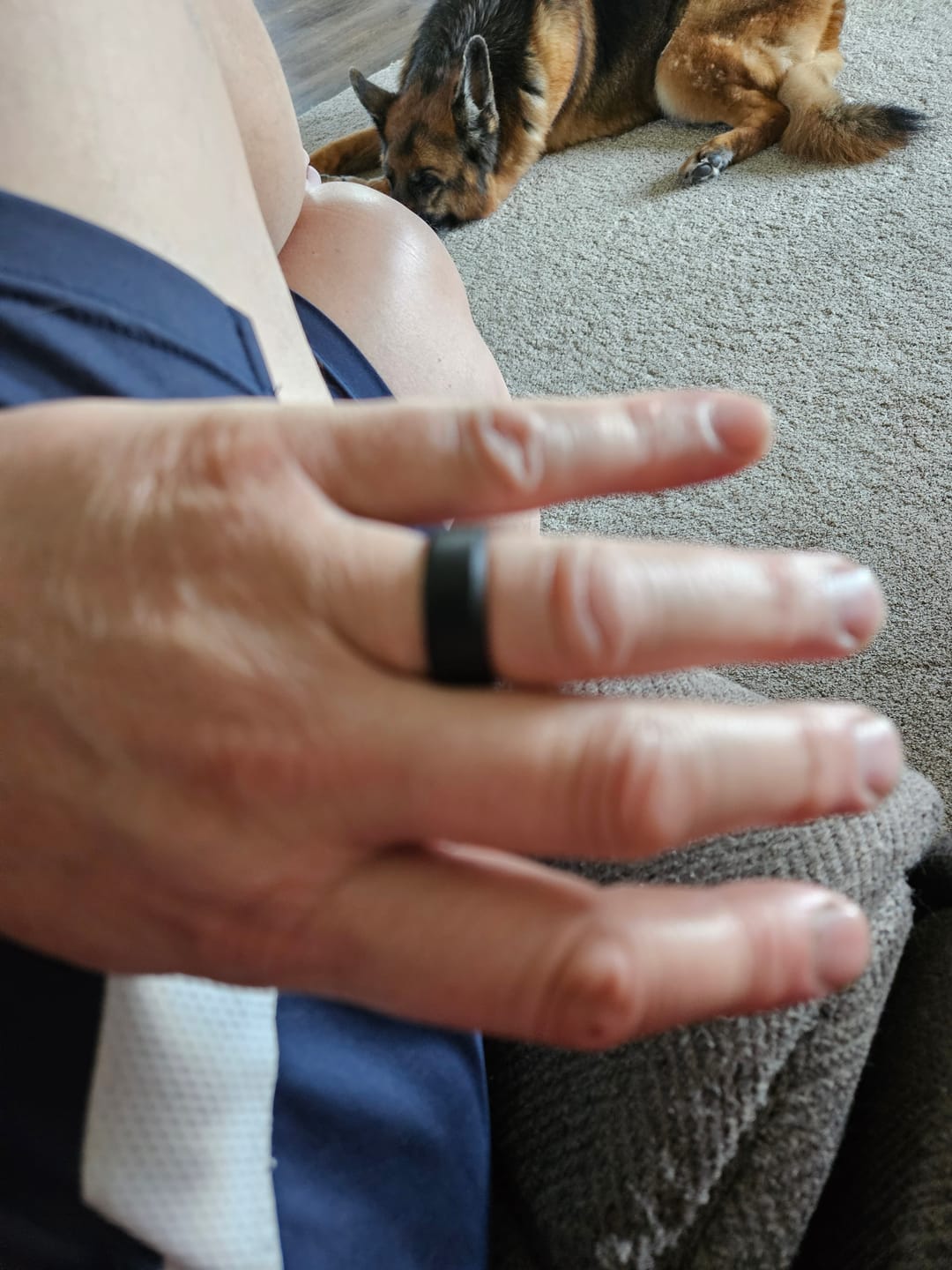 Customer photo review of Men's Tactical Silicone Rings, 9mm Wide 2.5mm Thick Rubber Wedding Bands for Him, Breathable Working Man's Performance Ring