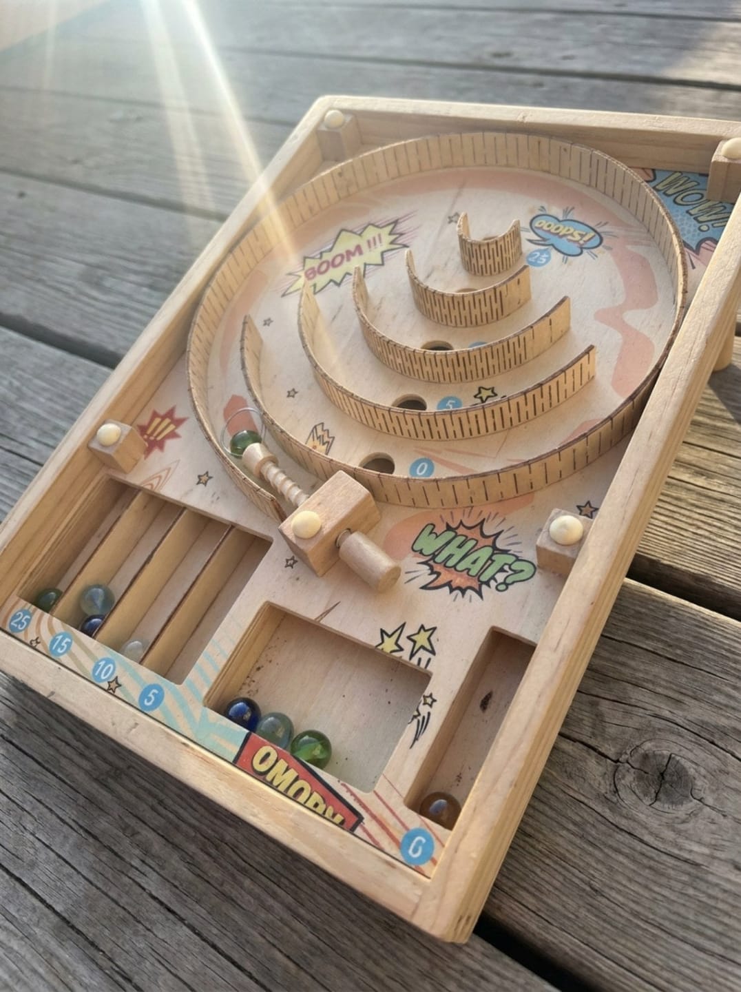 Customer photo review of Holz Flipper Spielzeug Kinder | Montessori Murmelspiel Motorik Arcade ab 3 Jahren
