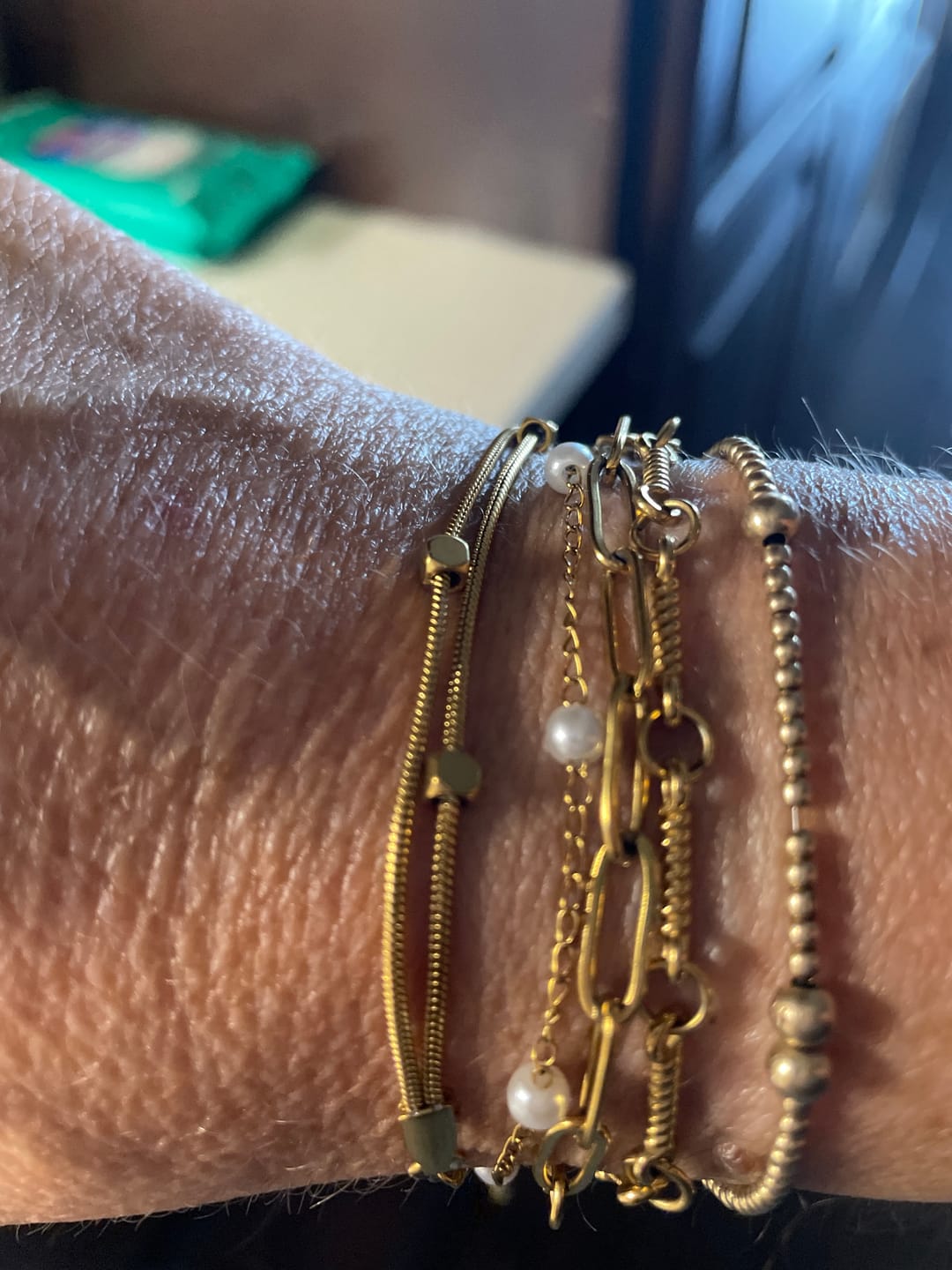 Customer photo review of Mia Layered Cube Bracelet
