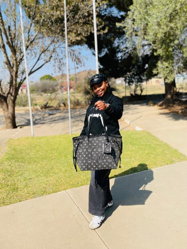 Customer photo review of Midnight Muse Denim Tote