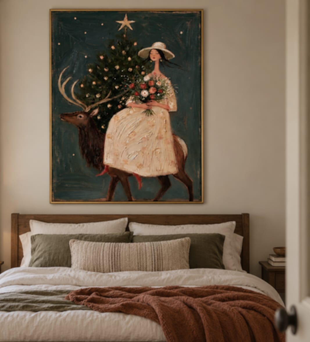 Customer photo review of Winter Grace-Woman and Stag Christmas Painting