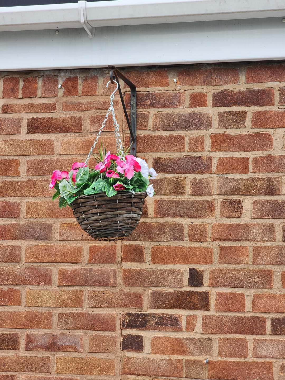 Customer photo review of Pink & White Pansy Round Rattan Hanging Basket (Set of 2) 25cm - A1007