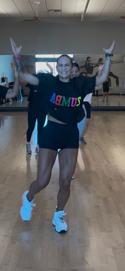 Customer photo review of Zumba Worldwide Boxy Mesh Top