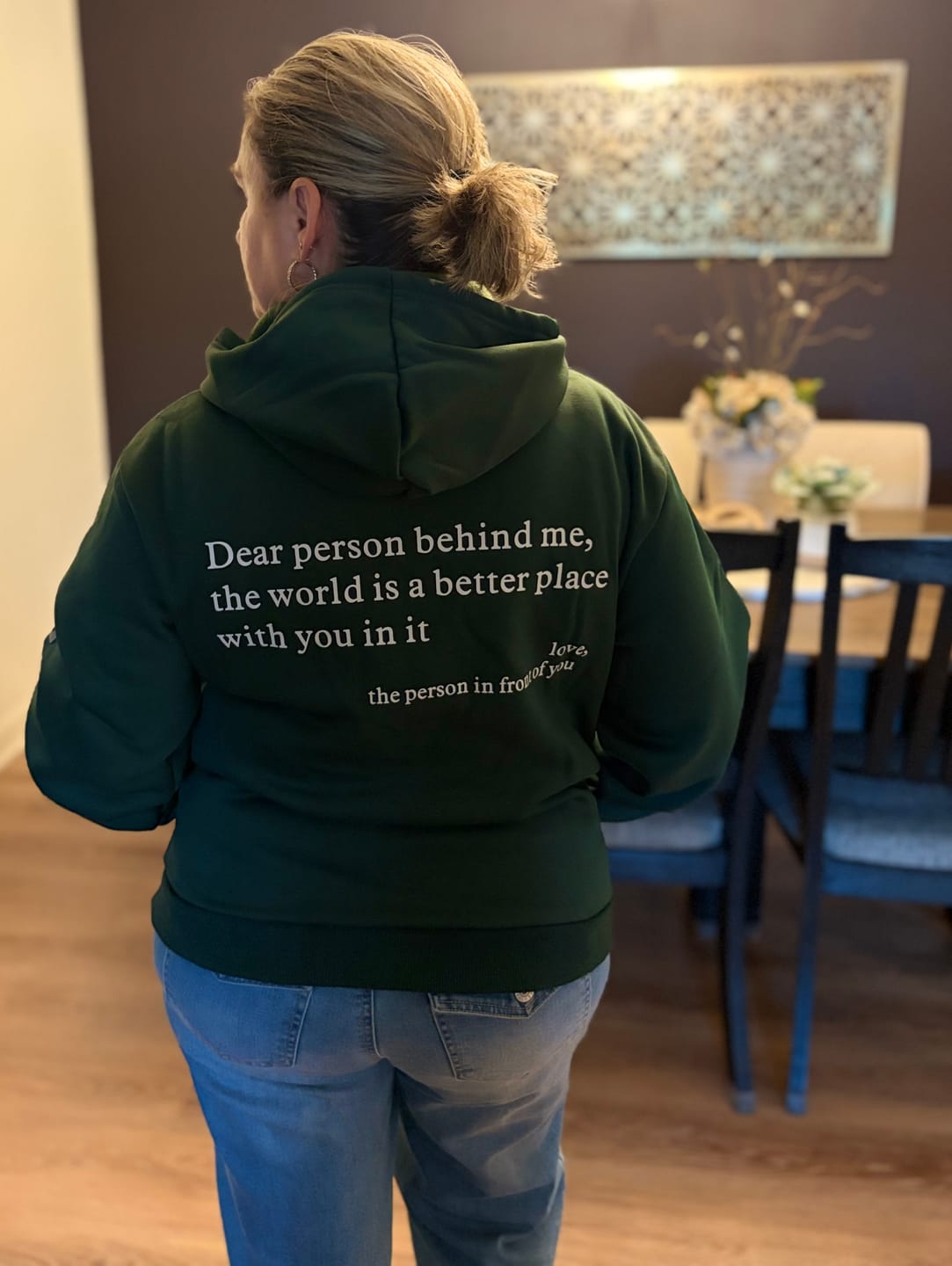 Customer photo review of The Original 'Dear Person Behind Me' Hoodie