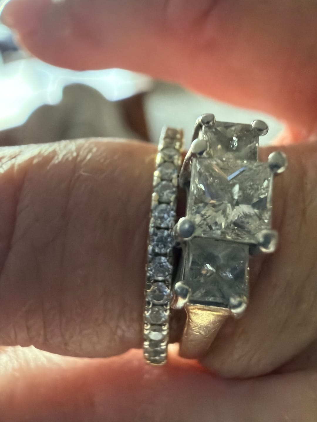 Customer photo review of S925 Moissanite 0.5 CT Round Cut Half Eternity Thin Women's Wedding Band Stackable Ring