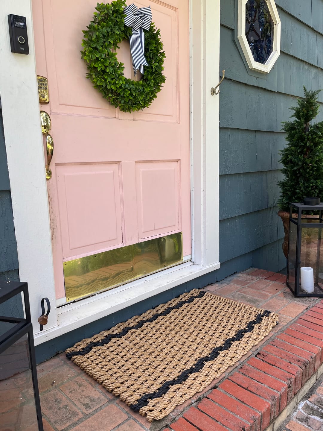Customer photo review of Wheat with 2 Charcoal Stripes Doormat