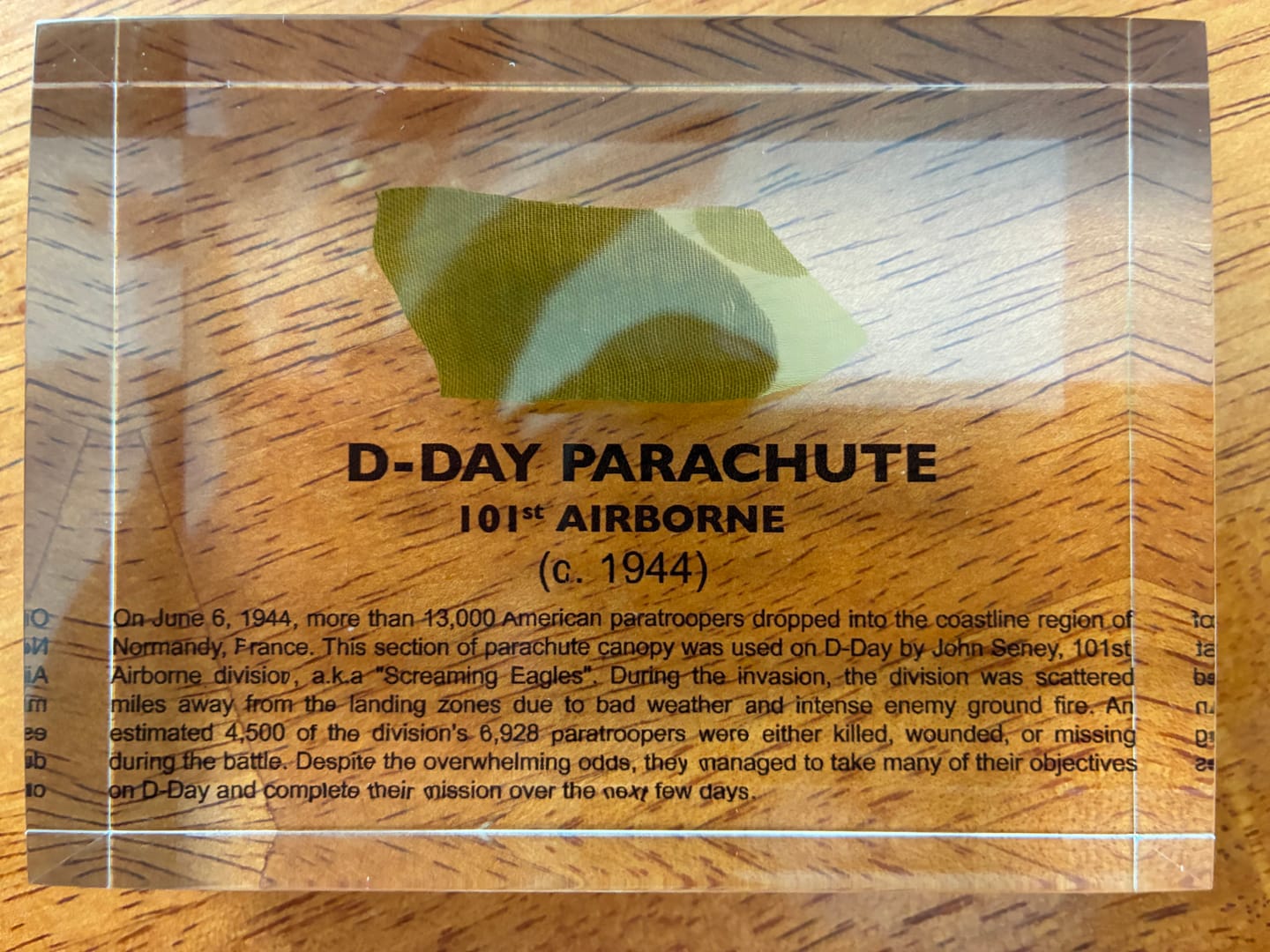 Customer photo review of D-Day Parachute Personal Museum