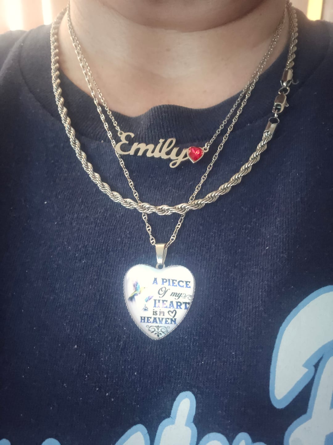 Customer photo review of Birthstone Name Necklace